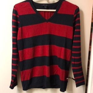 Tommy Hilfiger V neck striped sweater size Medium